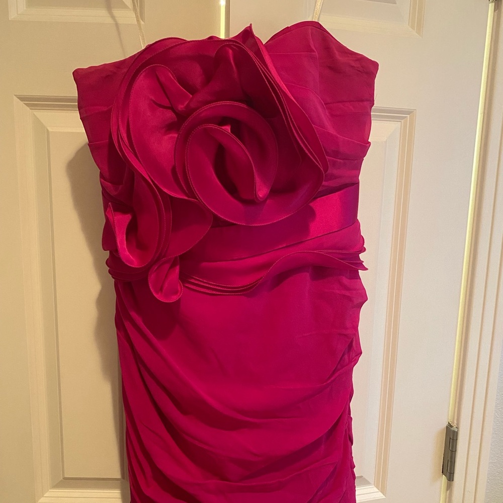 Marchesa Notte fuschia cocktail dress